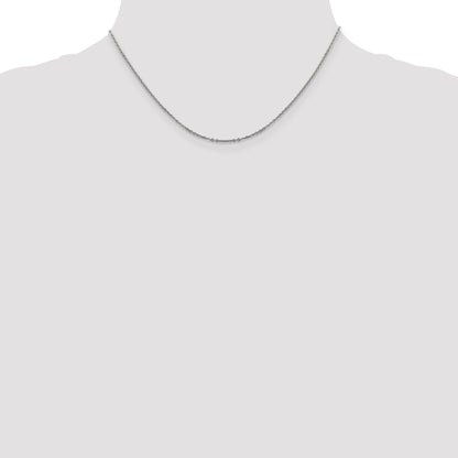 16 Inch 14K White Gold 1.7mm Flat Cable Chain Necklace