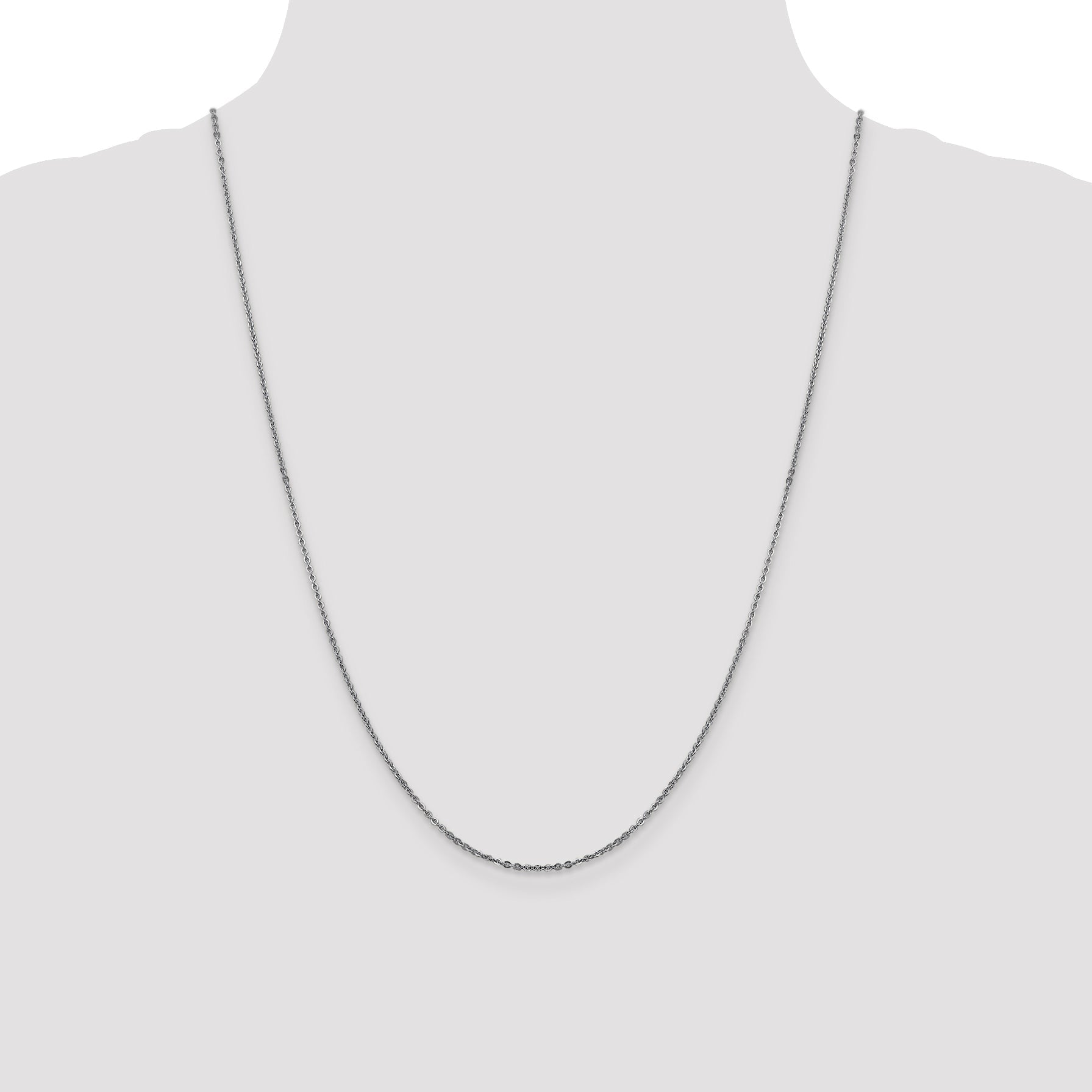 24 Inch 14K White Gold 1.7mm Flat Cable Chain Necklace