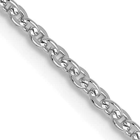 18 Inch 14K White Gold 1.7mm Flat Cable Chain Necklace