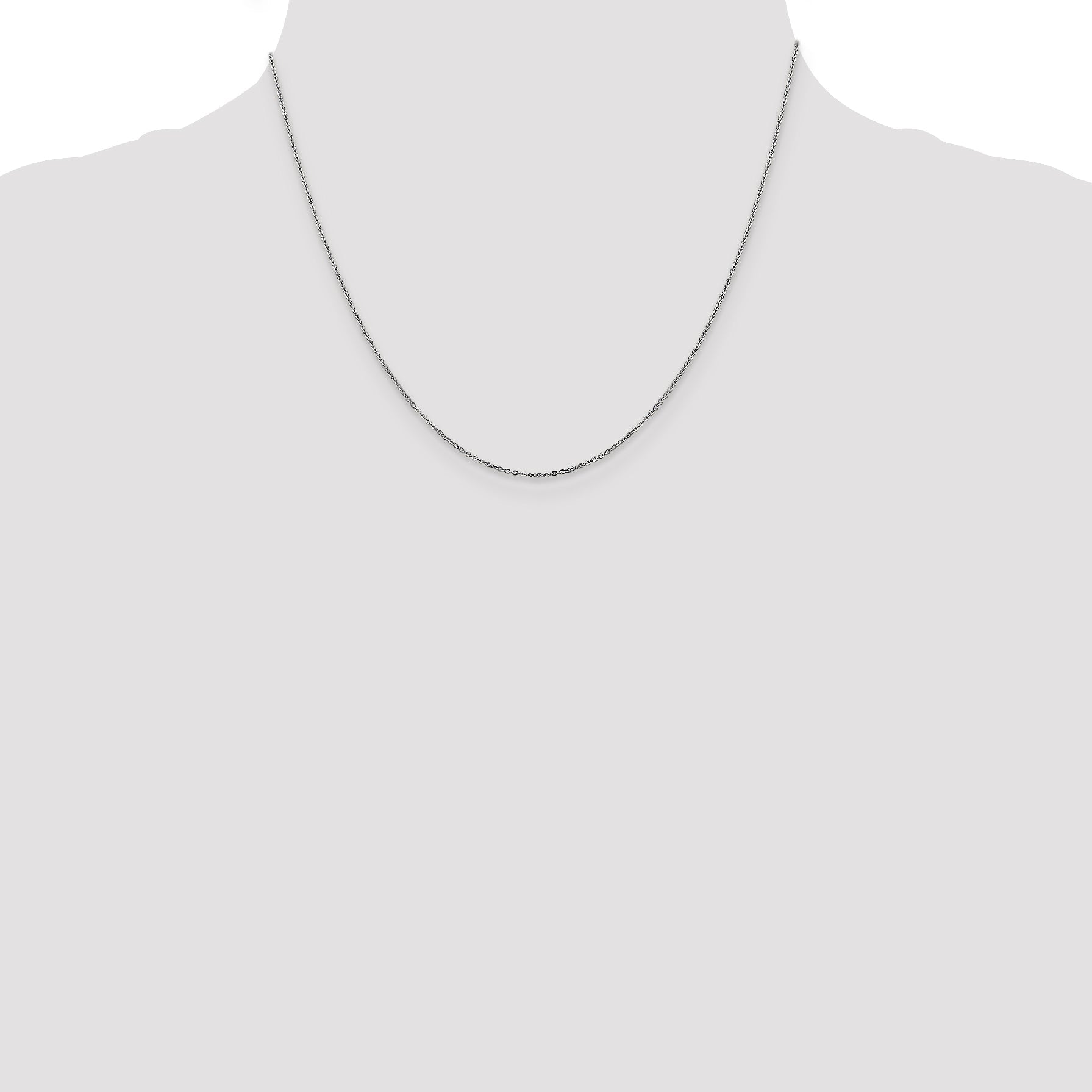 18 Inch 14K White Gold 1.1mm Flat Cable Chain Necklace