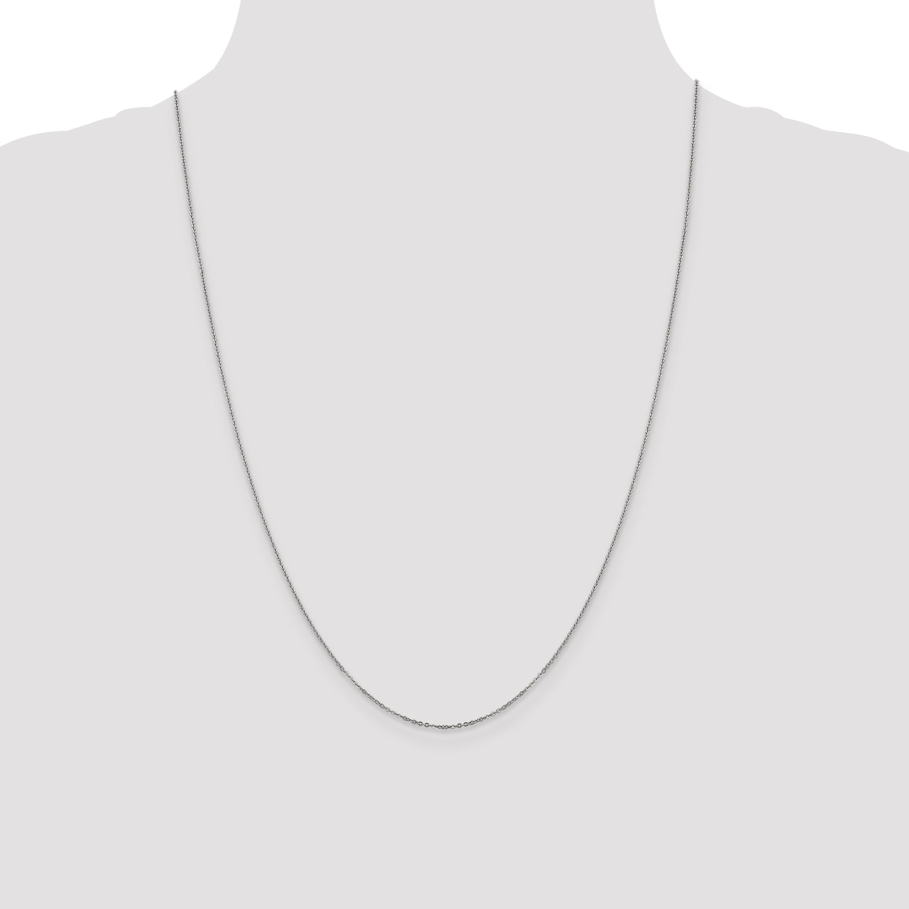 24 Inch 14K White Gold 1.1mm Flat Cable Chain Necklace
