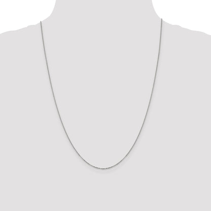 24 Inch 14K White Gold 1.1mm Flat Cable Chain Necklace