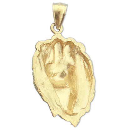 14K Gold Growling Lion Head Pendant