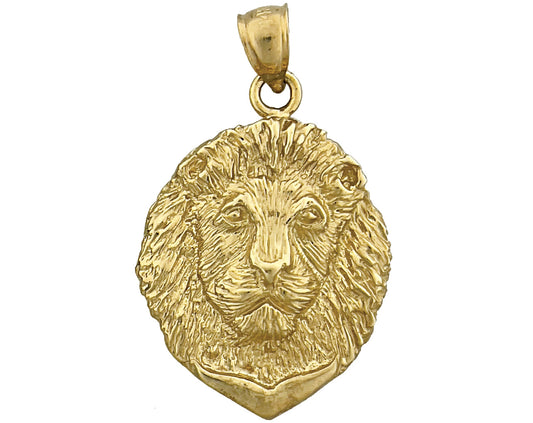 14K Gold 24MM Lion Head Pendant