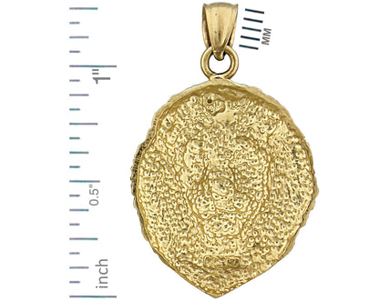 14K Gold 24MM Lion Head Pendant