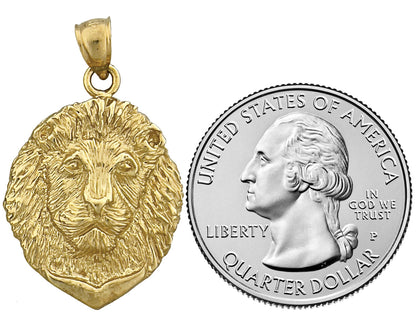 14K Gold 24MM Lion Head Pendant