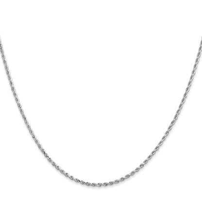 22 Inch 14K White Gold 1.5mm Diamond-Cut Rope Chain Necklace