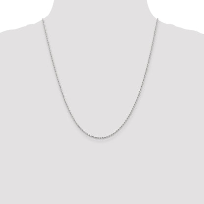 22 Inch 14K White Gold 1.5mm Diamond-Cut Rope Chain Necklace