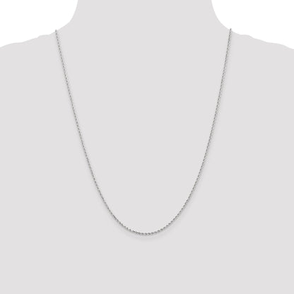24 Inch 14K White Gold 1.5mm Diamond-Cut Rope Chain Necklace