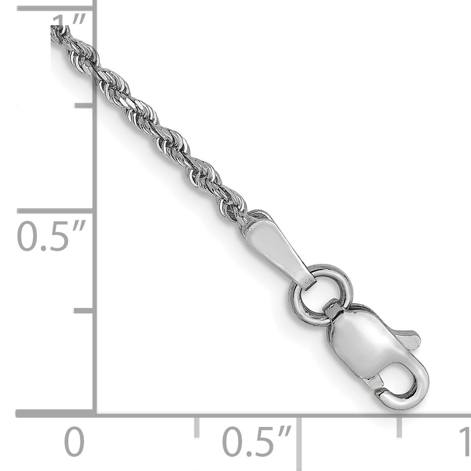 7 Inch 14k White Gold 1.5mm Diamond-Cut Rope Chain Bracelet
