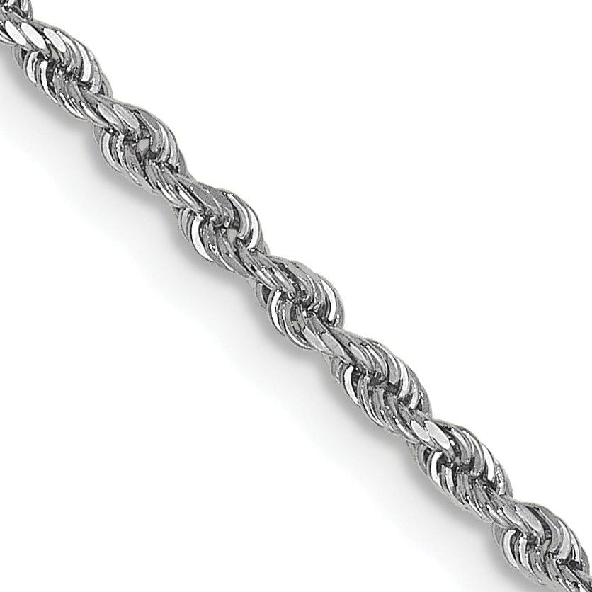 24 Inch 14K White Gold 1.5mm Diamond-Cut Rope Chain Necklace
