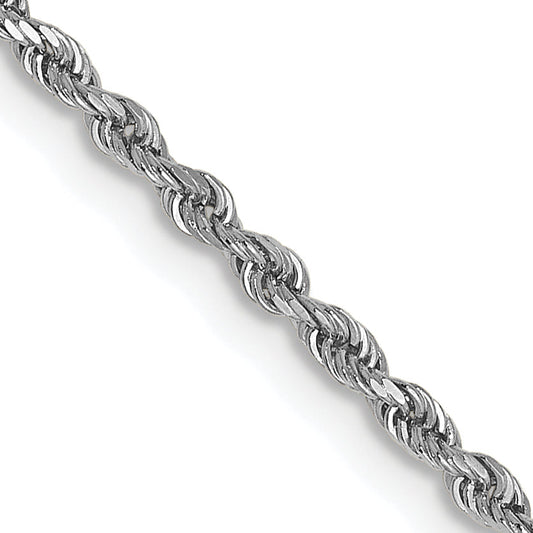 24 Inch 14K White Gold 1.5mm Diamond-Cut Rope Chain Necklace
