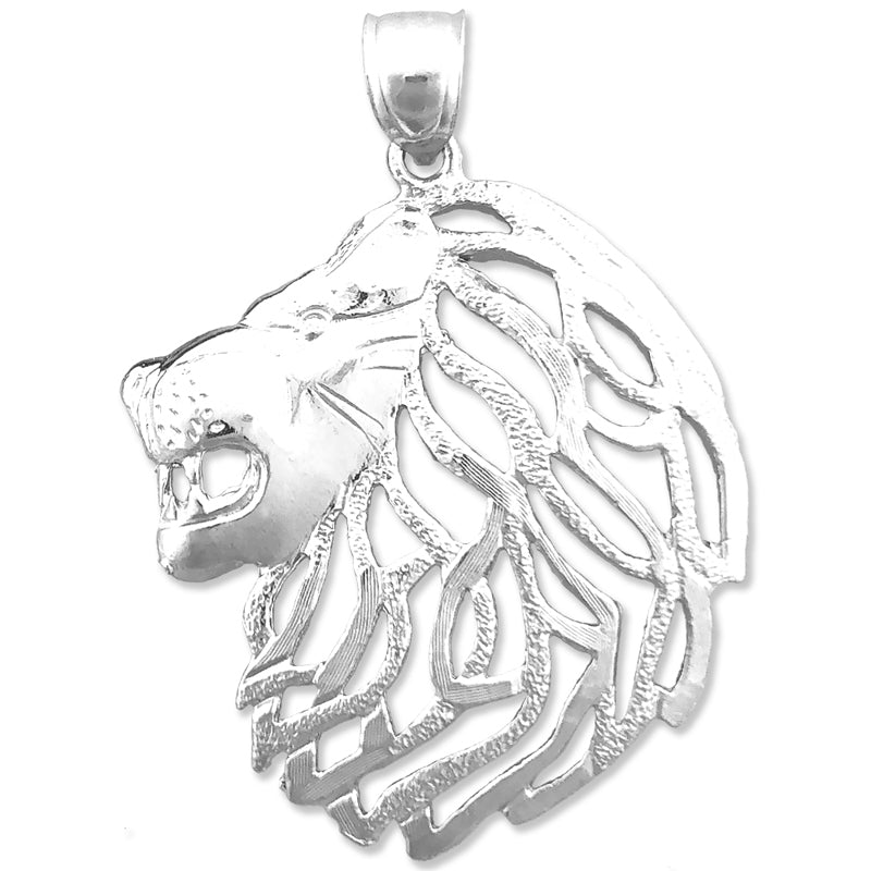 14K Gold Lion Head with Cut-Out Mane Pendant
