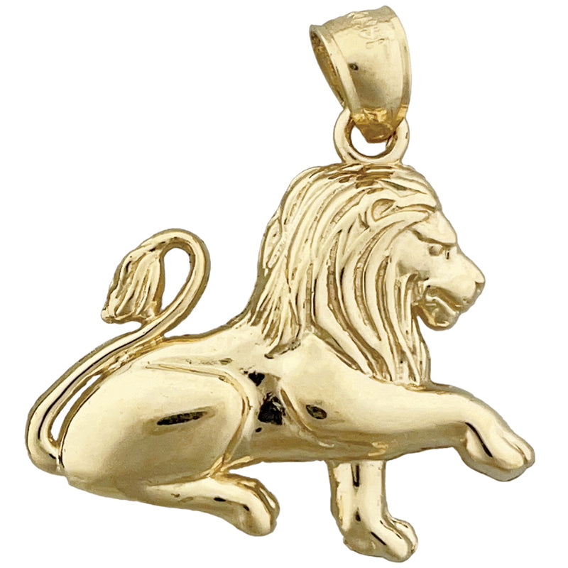 14K Gold 30MM Lion Pendant