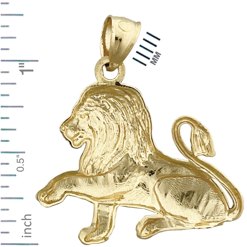 14K Gold 30MM Lion Pendant
