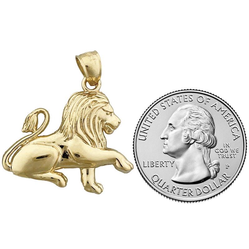 14K Gold 30MM Lion Pendant