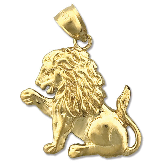 14K Gold Wild Lion Pendant