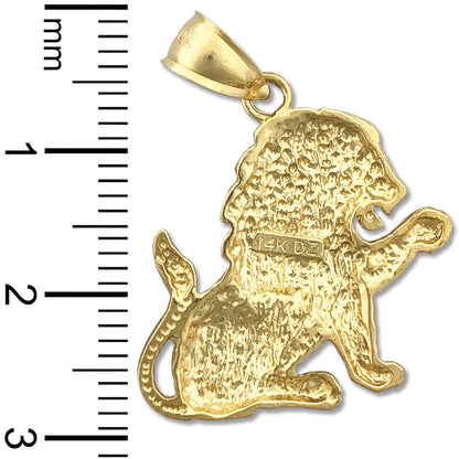 14K Gold Wild Lion Pendant