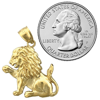 14K Gold Wild Lion Pendant