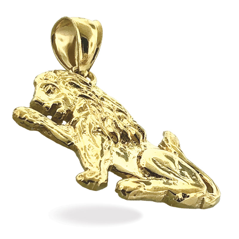 14K Gold Wild Lion Pendant