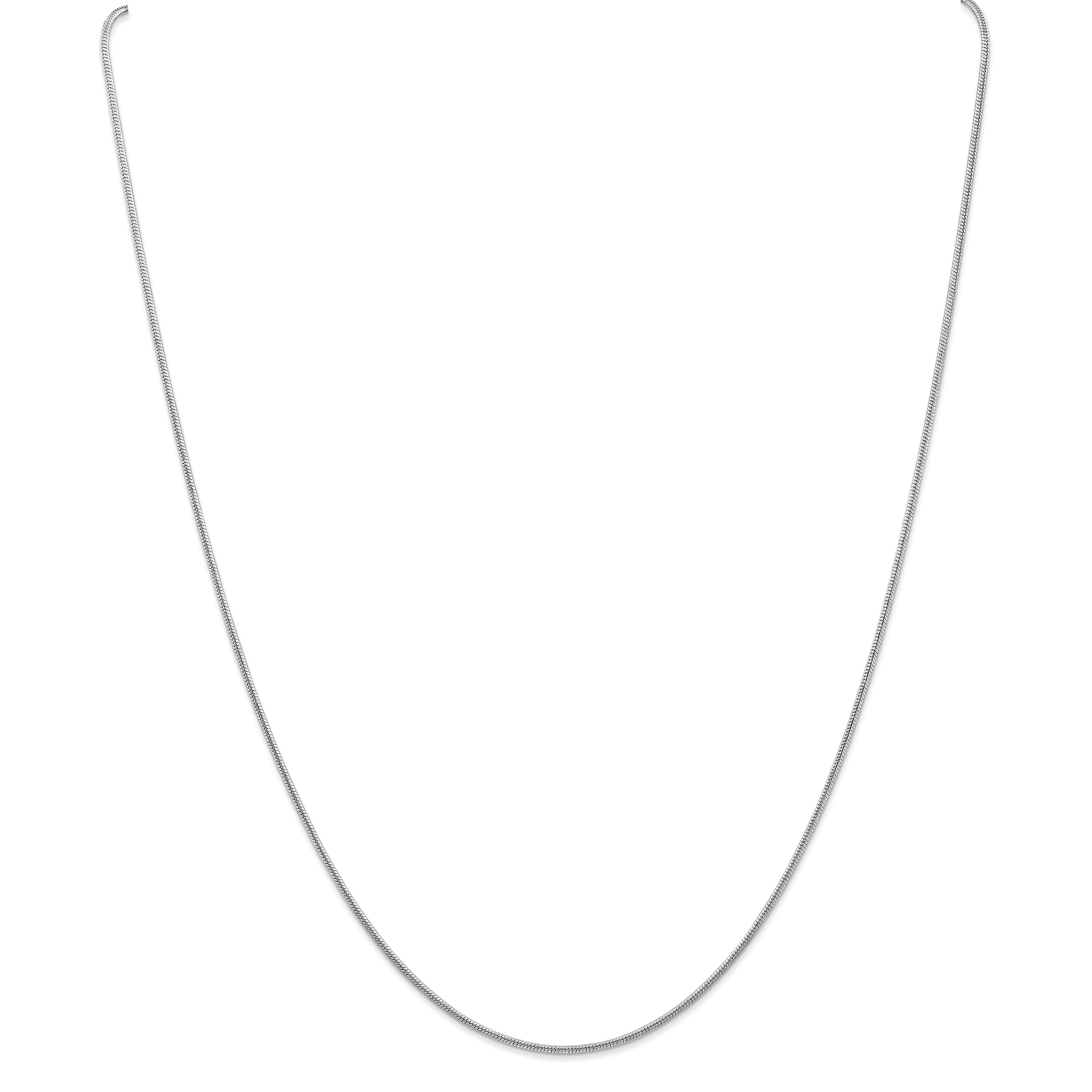 20 Inch 14K White Gold 1.3mm Round Snake Chain Necklace
