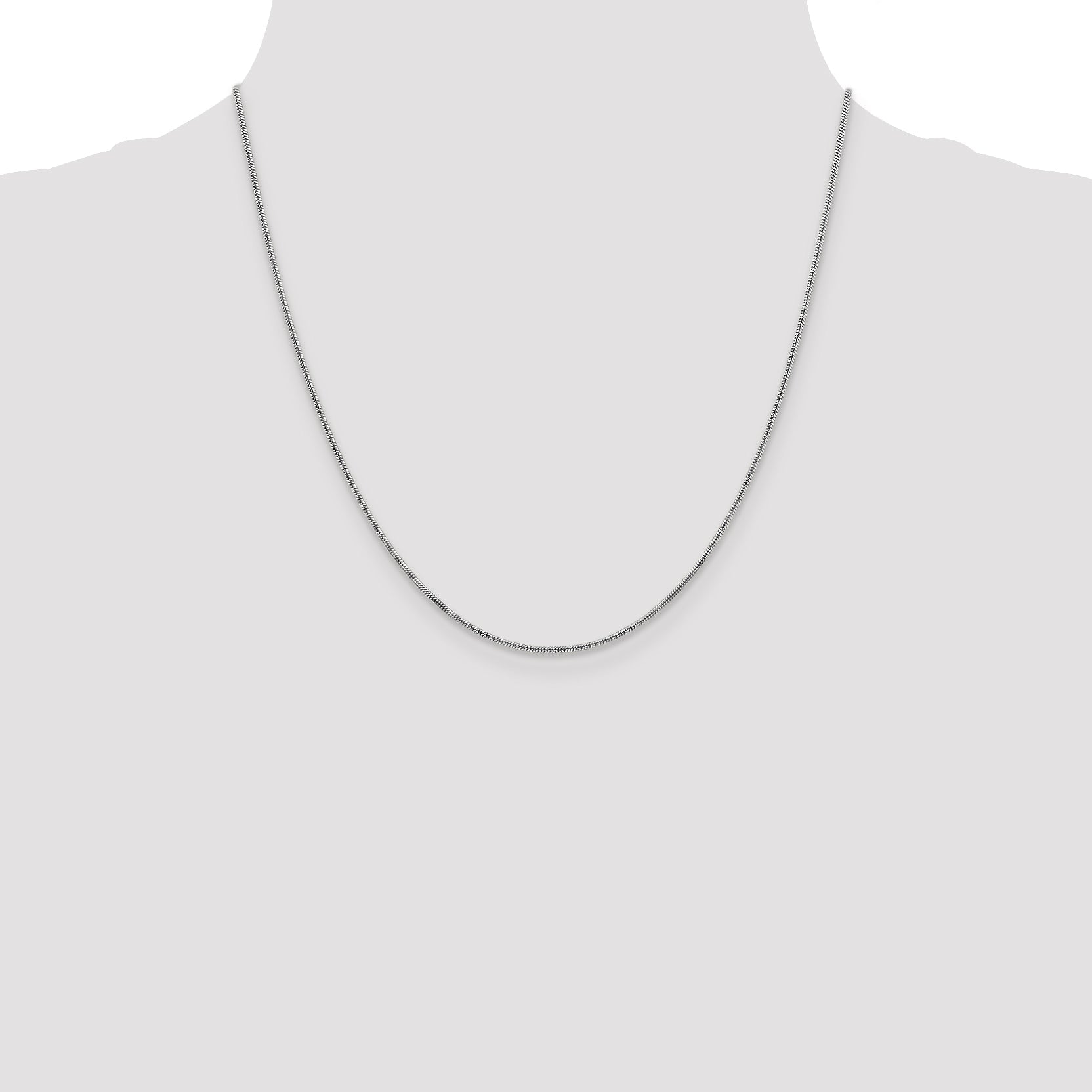 20 Inch 14K White Gold 1.3mm Round Snake Chain Necklace