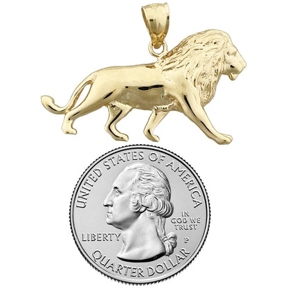 14K Gold 38MM Lion Pendant