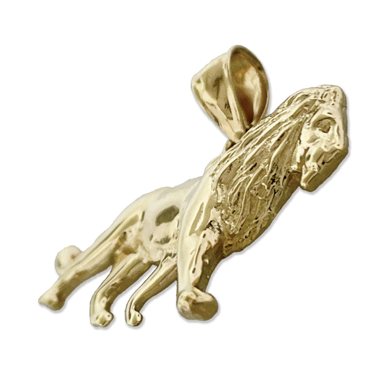 14K Gold 38MM Lion Pendant