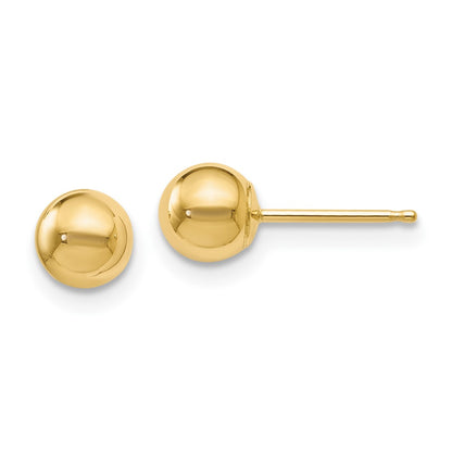14K Yellow Gold Polished 5mm Ball Post Earrings