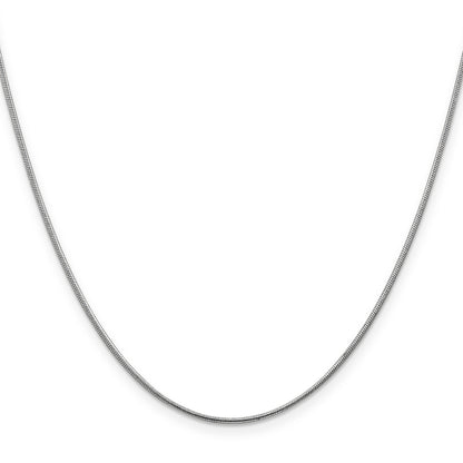 20 Inch 14K White Gold 1mm Round Snake Chain Necklace
