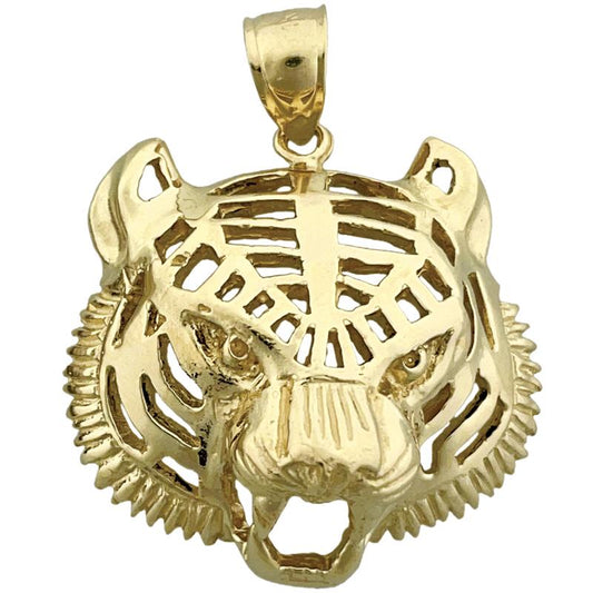 14K Gold Tiger Head Pendant