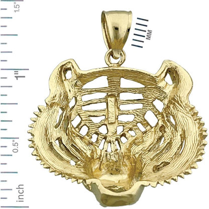 14K Gold Tiger Head Pendant