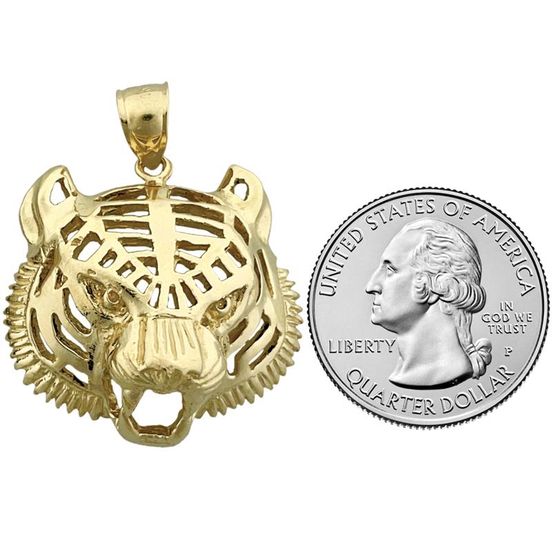 14K Gold Tiger Head Pendant
