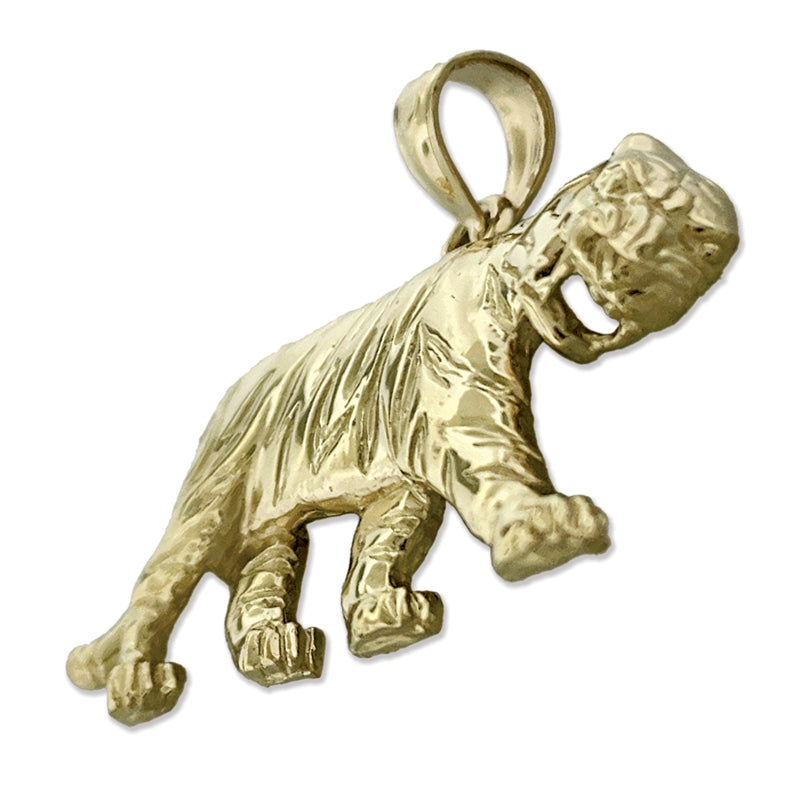 14K Gold 38MM Tiger Pendant