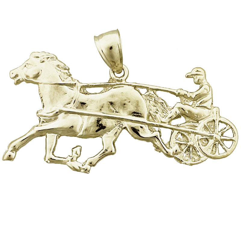 14K Gold 44MM Harness Racing Horse Pendant