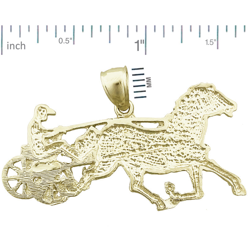 14K Gold 44MM Harness Racing Horse Pendant