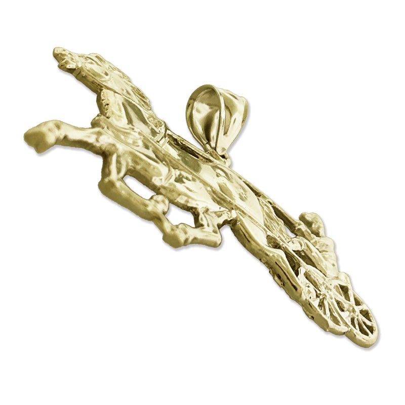 14K Gold 44MM Harness Racing Horse Pendant
