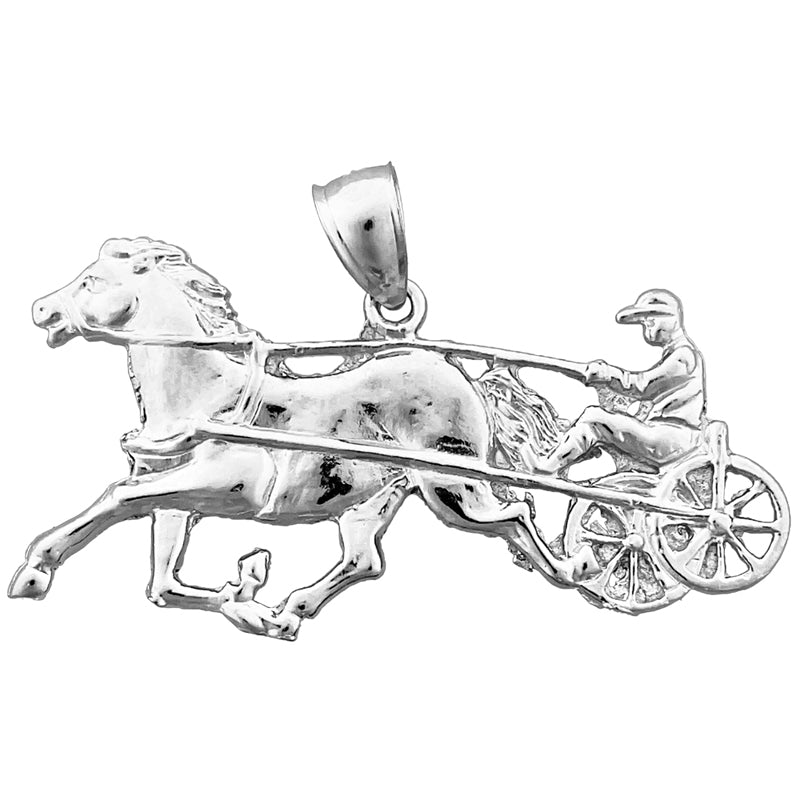 14K Gold 44MM Harness Racing Horse Pendant