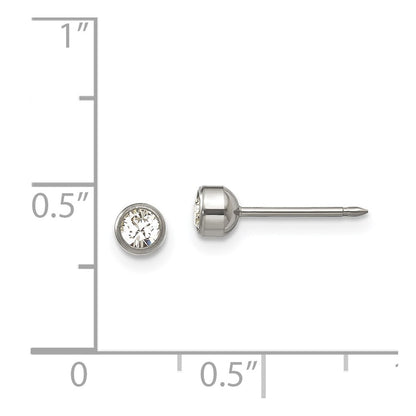 Titanium Inverness 4mm Bezel Crystal Earrings