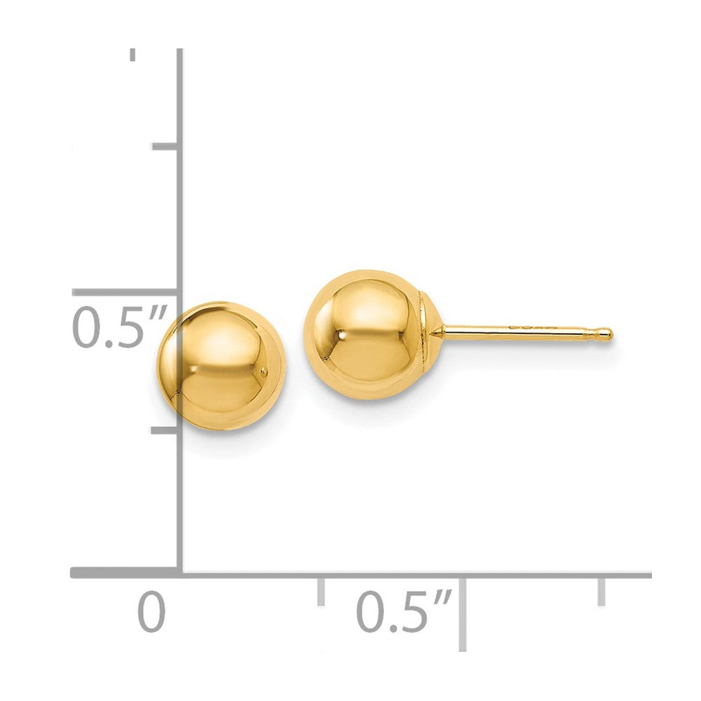 14K Yellow Gold Polished 6mm Ball Post Earrings