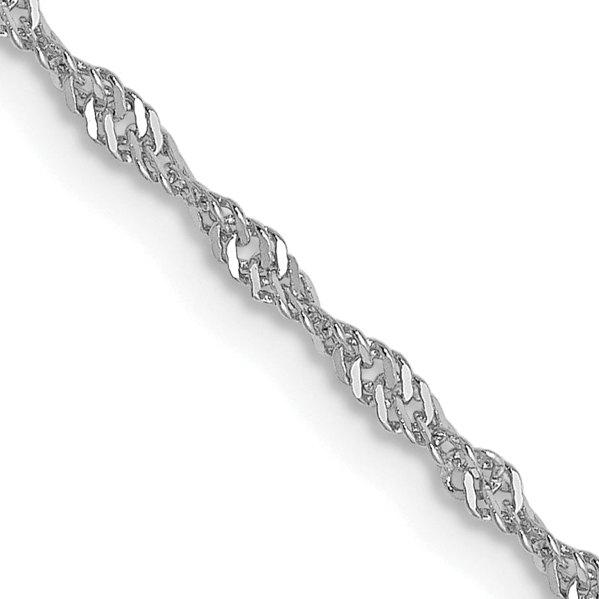 16 Inch 14K White Gold 1.3mm Singapore Chain Necklace