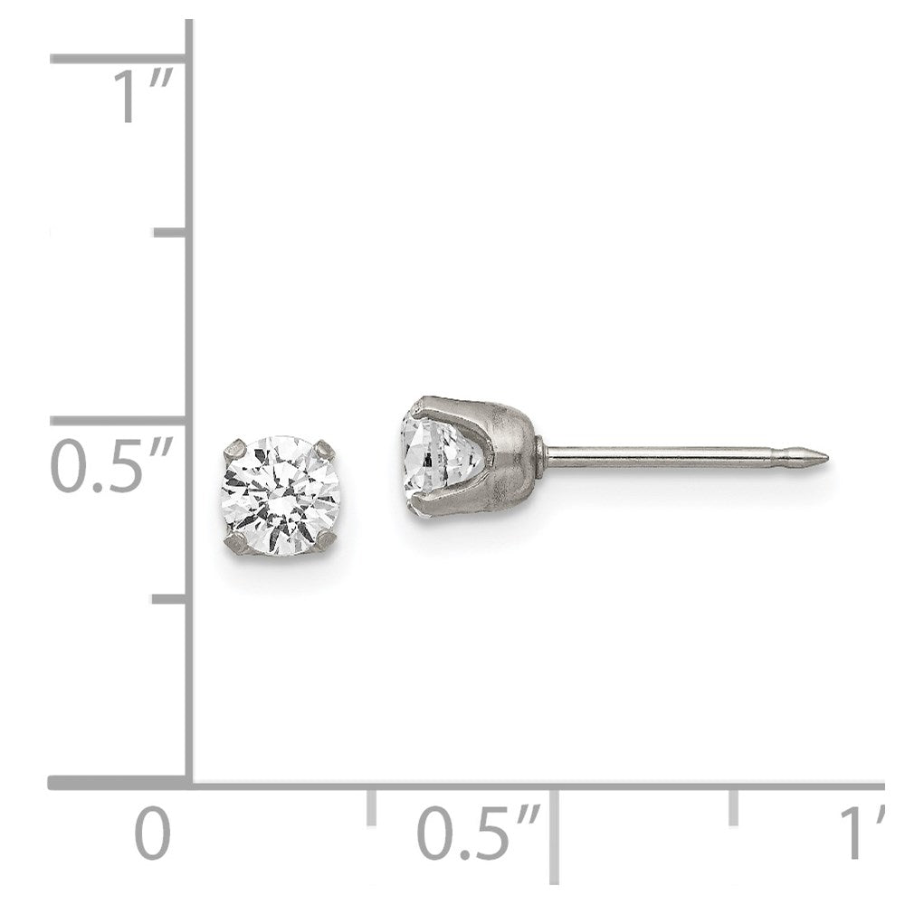 Stainless Steel Inverness Polished 5mm Cz Post Earrings