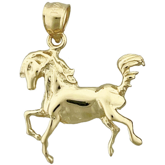 14K Gold 20MM Horse Pendant