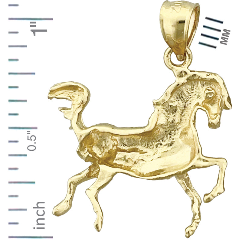14K Gold 20MM Horse Pendant
