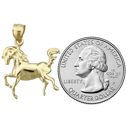 14K Gold 20MM Horse Pendant