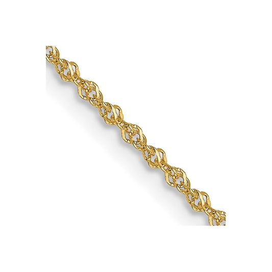 24 Inch 14K Yellow Gold 1mm Sparkle Singapore Chain Necklace