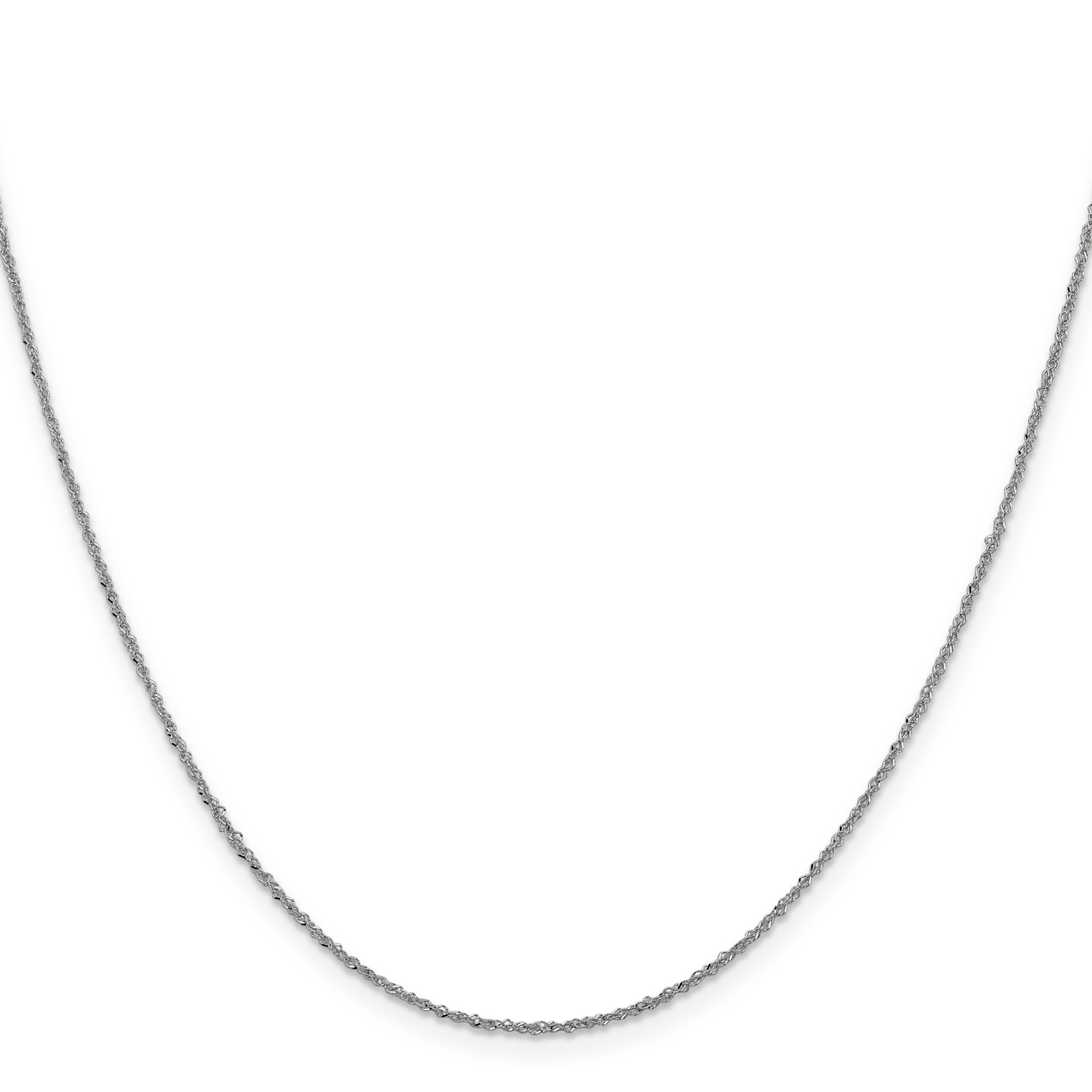 16 Inch 14K White Gold 1mm Sparkle Singapore Chain Necklace