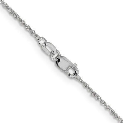16 Inch 14K White Gold 1mm Sparkle Singapore Chain Necklace