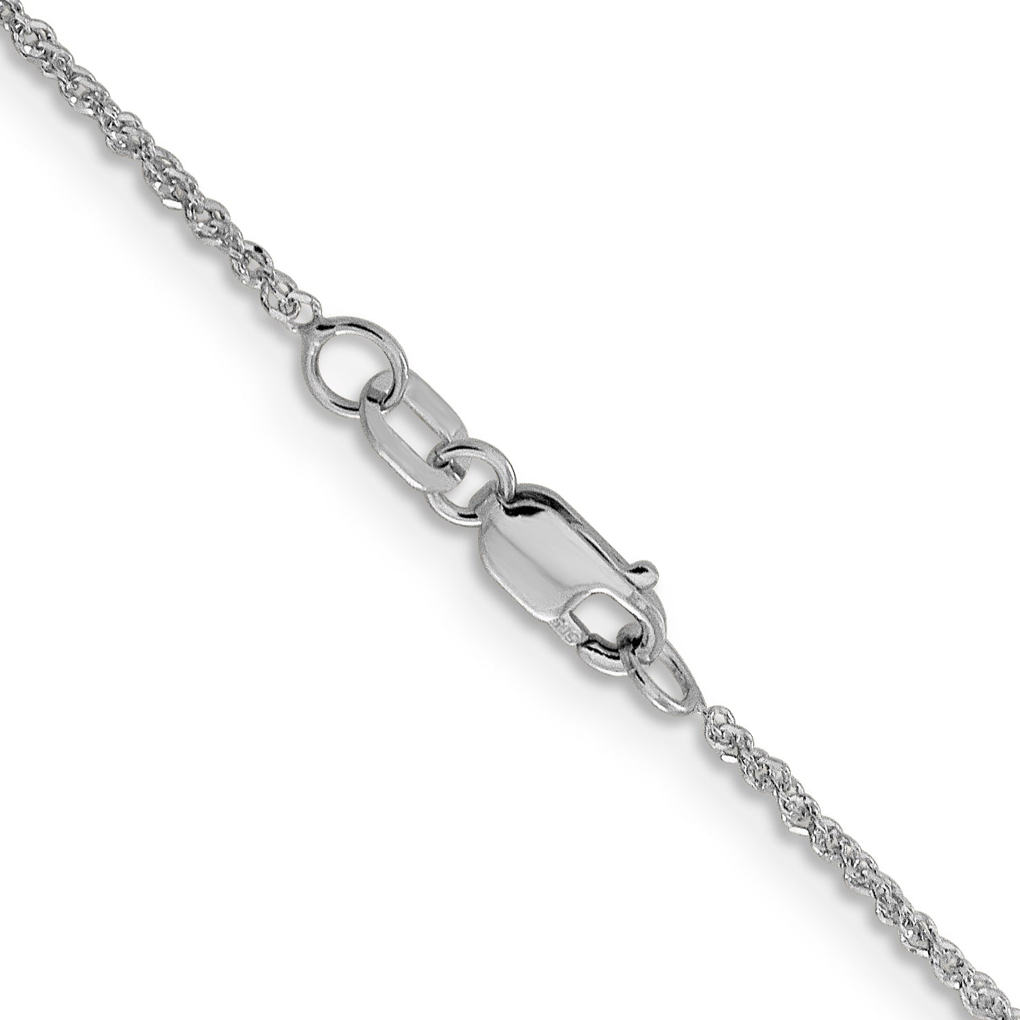 20 Inch 14K White Gold 1.3mm Sparkle Singapore Chain Necklace