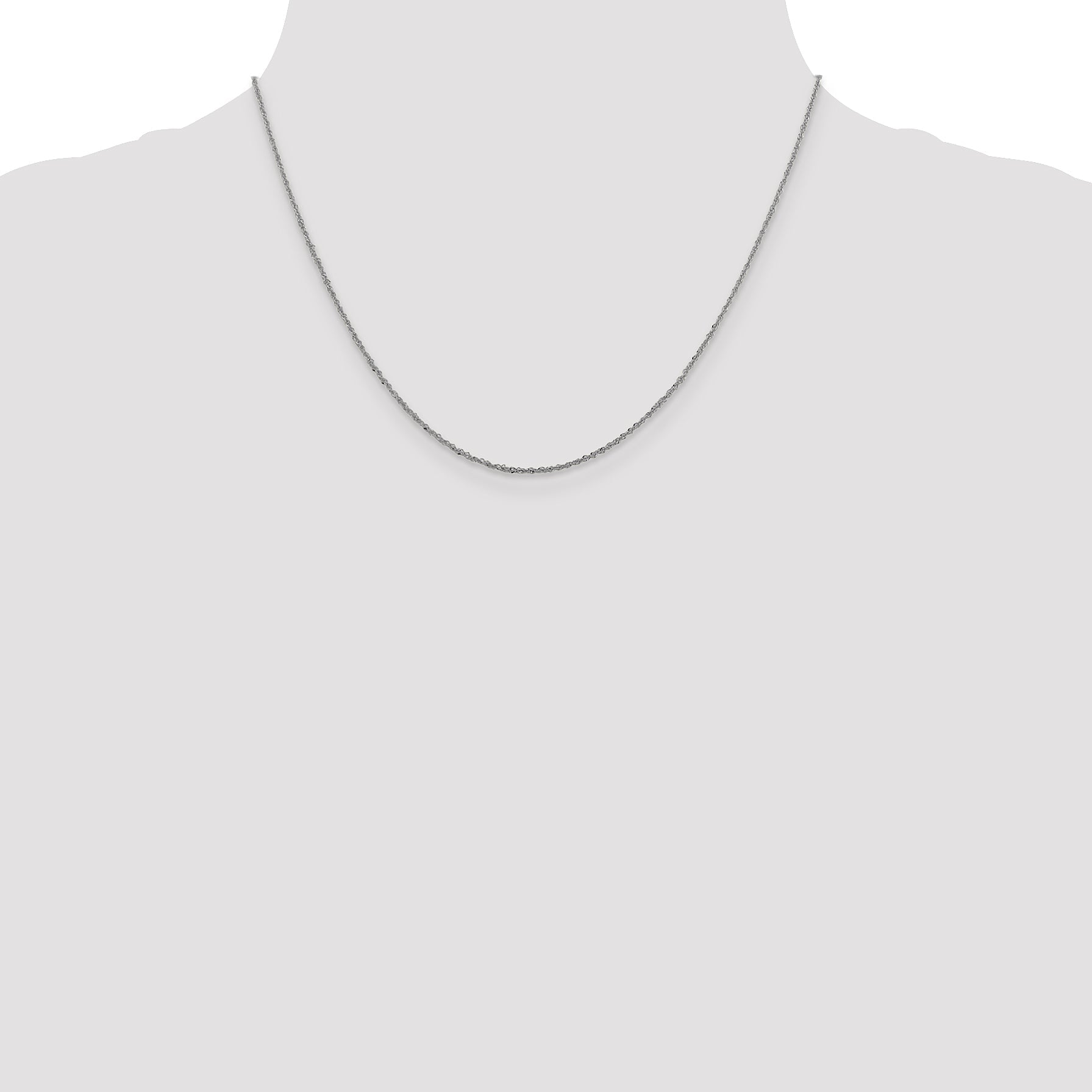 18 Inch 14K White Gold 1.3mm Sparkle Singapore Chain Necklace